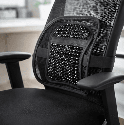 Detaljer på lændestøtten i mesh